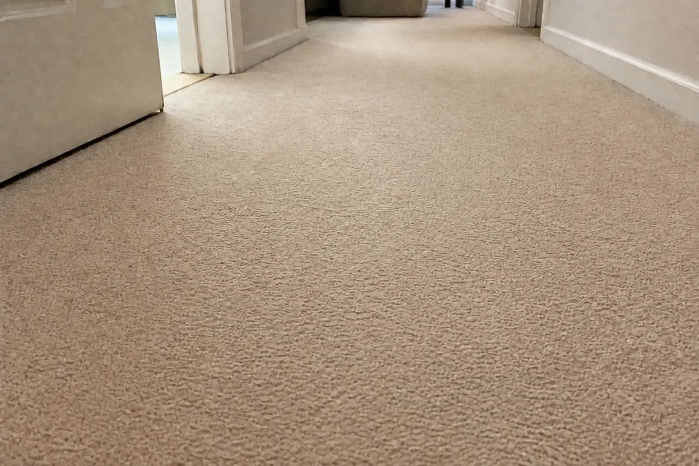 Same hallway carpet after cleaning