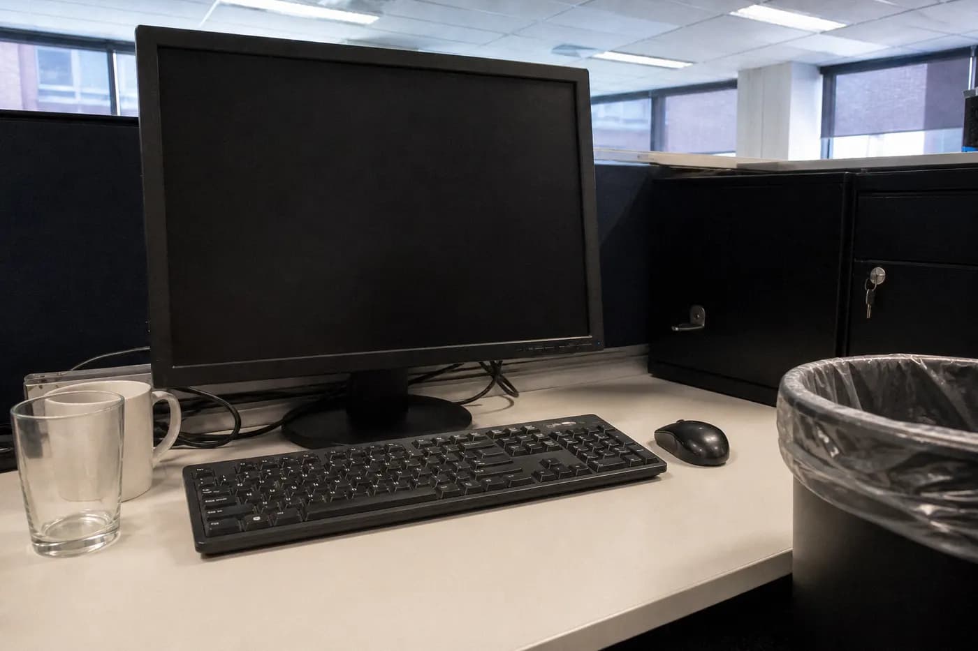 Same office desk after commercial cleaning