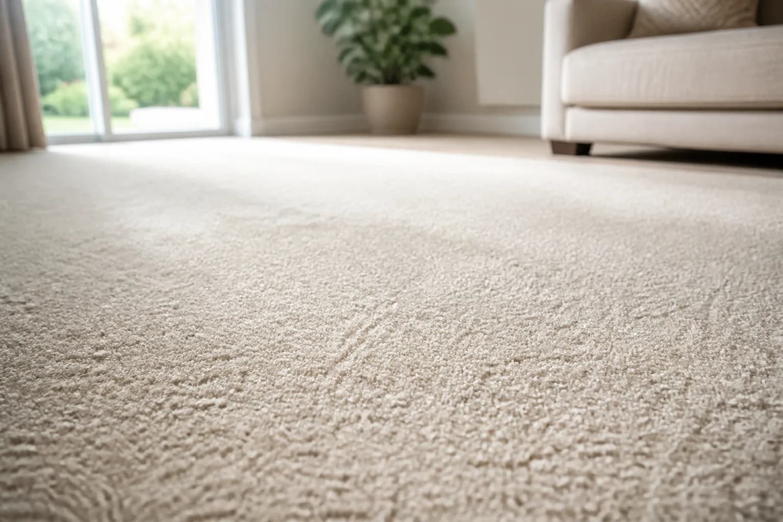 Fresh fluffy carpet fibres after deep cleaning